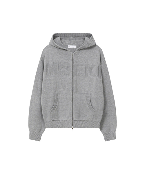 Miseki SEOUL（ミセキソウル）の「Logo knit hoodie zip-up GREY（パーカー・レディース・その他・ONE SIZE）」の2枚目の写真