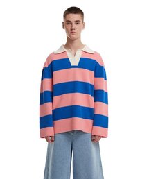 TRUNK PROJECT（トランクプロジェクト）の「Stripe Polo Sweater_PINK/BLUE（ニット/セーター）」