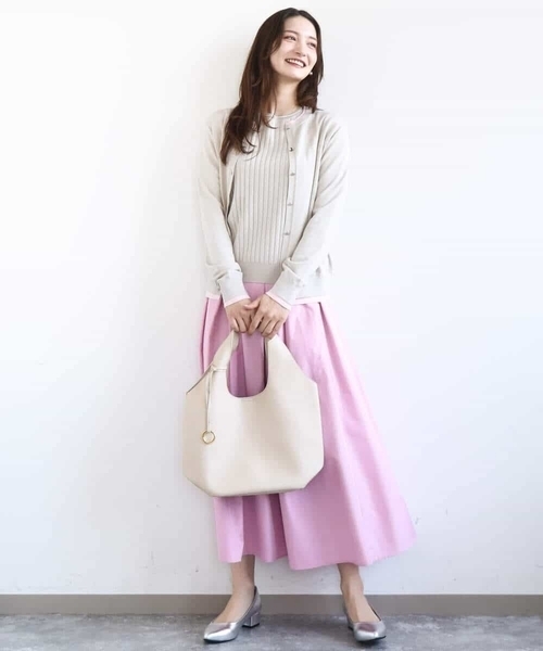 MK MICHEL KLEIN(エムケーミッシェルクラン)の「タックフレアスカート(無地)/洗える(スカート・レディース・ピンク・38)」の5枚目の写真