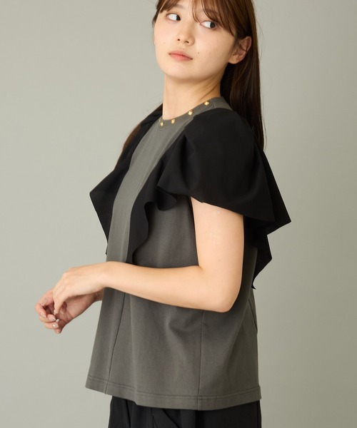FLUMOR（フラマー）の「ラッフルデザインTee（Tシャツ/カットソー・レディース・チャコールグレー/ブラウン・38）」の9枚目の写真