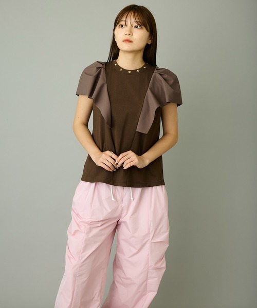 FLUMOR（フラマー）の「ラッフルデザインTee（Tシャツ/カットソー・レディース・チャコールグレー/ブラウン・38）」の19枚目の写真