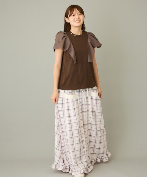 FLUMOR（フラマー）の「ラッフルデザインTee（Tシャツ/カットソー・レディース・チャコールグレー/ブラウン・38）」の15枚目の写真
