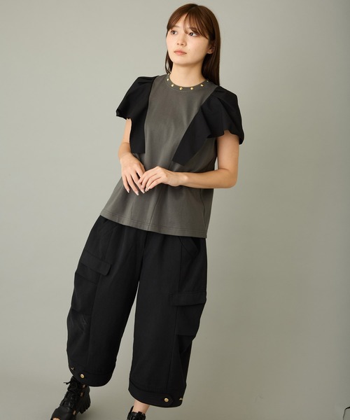 FLUMOR（フラマー）の「ラッフルデザインTee（Tシャツ/カットソー・レディース・チャコールグレー/ブラウン・38）」の21枚目の写真