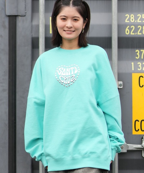 SANTA CRUZ（サンタクルーズ）の「SANTACRUZ/サンタクルーズ METALIC HEART LAND ｸﾙｰﾈｯｸ スウェット 502261331（スウェット・レディース・ブラック/ターコイズブルー・L）」の2枚目の写真