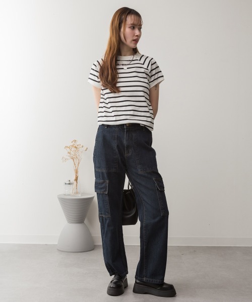 aity（アイティ）の「M-4L ヴィンテージ加工ポケット デニムカーゴパンツ（デニムパンツ・レディース・ワンウォッシュ/ブルー/ネイビー・M/L/LL/3L/4L）」の14枚目の写真