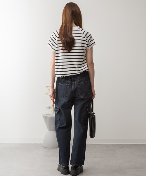 aity（アイティ）の「M-4L ヴィンテージ加工ポケット デニムカーゴパンツ（デニムパンツ・レディース・ワンウォッシュ/ブルー/ネイビー・M/L/LL/3L/4L）」の16枚目の写真