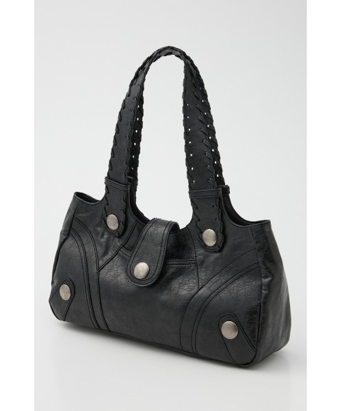 SLY（スライ）の「F/LEATHER STUDS BAG フェイクレザースタッズバッグ 春服（ハンドバッグ・レディース・ブラック/キャメル/ピンク・FREE）」の4枚目の写真