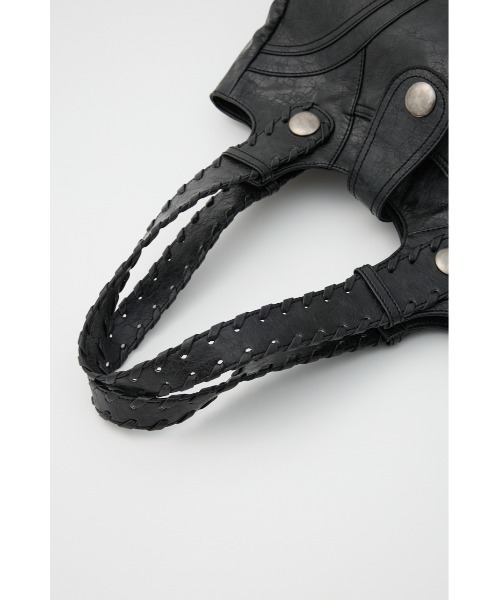 SLY（スライ）の「F/LEATHER STUDS BAG フェイクレザースタッズバッグ 春服（ハンドバッグ・レディース・ブラック/キャメル/ピンク・FREE）」の8枚目の写真