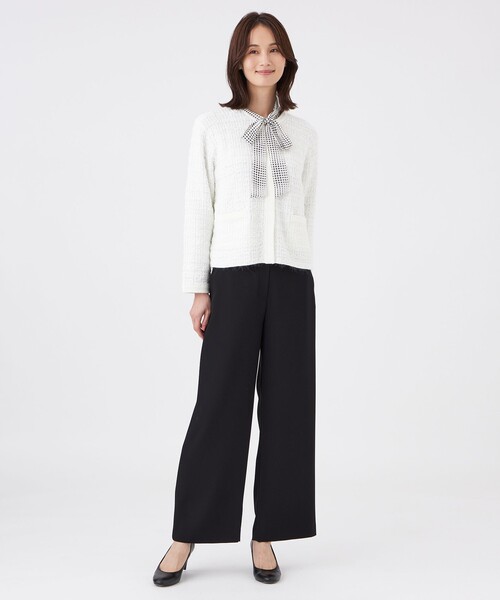 TRANS WORK(トランスワーク)の「【L】【ウォッシャブル】Fancy Tweedニットカーディガン(カーディガン/ボレロ・レディース・オフホワイト/ブラック・46/44)」の3枚目の写真