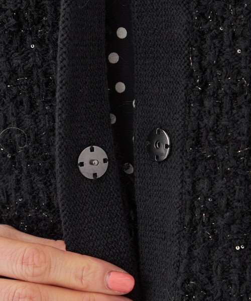 TRANS WORK(トランスワーク)の「【L】【ウォッシャブル】Fancy Tweedニットカーディガン(カーディガン/ボレロ・レディース・オフホワイト/ブラック・46/44)」の10枚目の写真