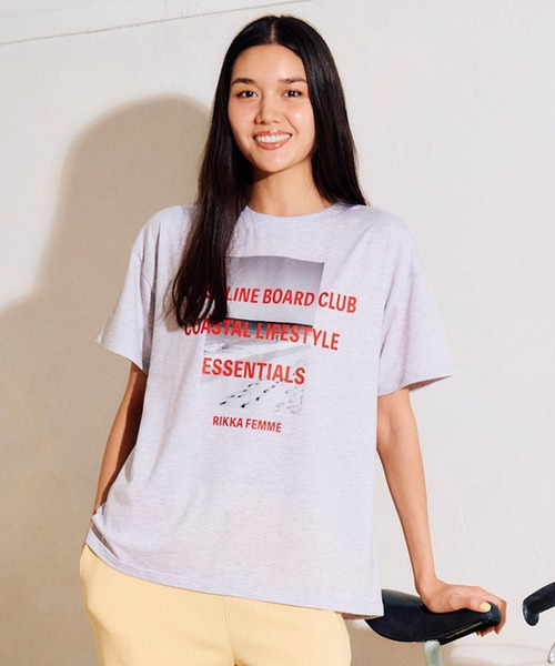 RIKKA FEMME(リッカファム)の「RIKKA FEMME/リッカファム 半袖 Tシャツ フォトT UVカット 接触冷感 RF6S-2107(Tシャツ/カットソー・レディース・ホワイト/グレー/パープル/ブラック・FREE)」の3枚目の写真
