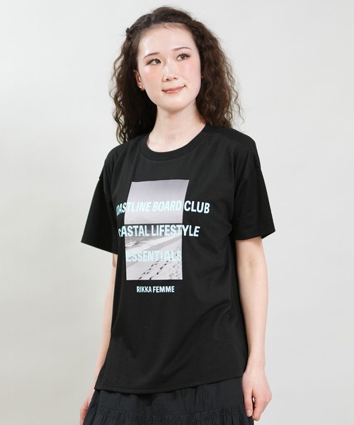 RIKKA FEMME(リッカファム)の「RIKKA FEMME/リッカファム 半袖 Tシャツ フォトT UVカット 接触冷感 RF6S-2107(Tシャツ/カットソー・レディース・ホワイト/グレー/パープル/ブラック・FREE)」の5枚目の写真