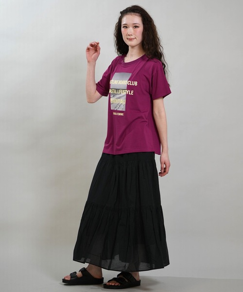 RIKKA FEMME(リッカファム)の「RIKKA FEMME/リッカファム 半袖 Tシャツ フォトT UVカット 接触冷感 RF6S-2107(Tシャツ/カットソー・レディース・ホワイト/グレー/パープル/ブラック・FREE)」の19枚目の写真