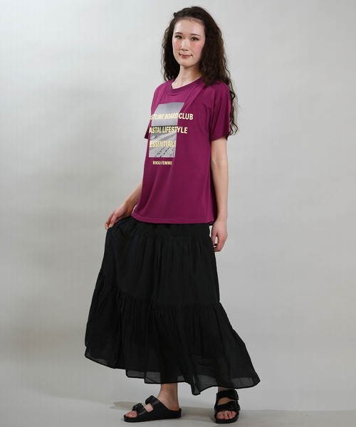 RIKKA FEMME(リッカファム)の「RIKKA FEMME/リッカファム 半袖 Tシャツ フォトT UVカット 接触冷感 RF6S-2107(Tシャツ/カットソー・レディース・ホワイト/グレー/パープル/ブラック・FREE)」の20枚目の写真
