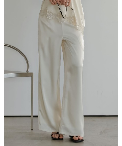 Re:EDIT（リエディ）の「[2026S/S PRE ORDER][低身長/高身長サイズ有]サテンライクウエストドロストパンツ（その他パンツ・レディース・ブラウン/アニマル/アイボリー/ブラック・LARGE/TALL/MEDIUM/SHORT）」の2枚目の写真