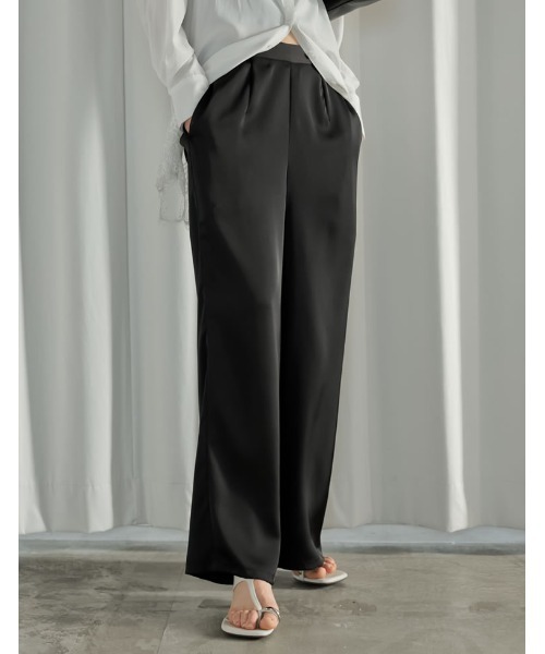 Re:EDIT（リエディ）の「[2026S/S PRE ORDER][低身長/高身長サイズ有]サテンライクウエストドロストパンツ（その他パンツ・レディース・ブラウン/アニマル/アイボリー/ブラック・LARGE/TALL/MEDIUM/SHORT）」の6枚目の写真