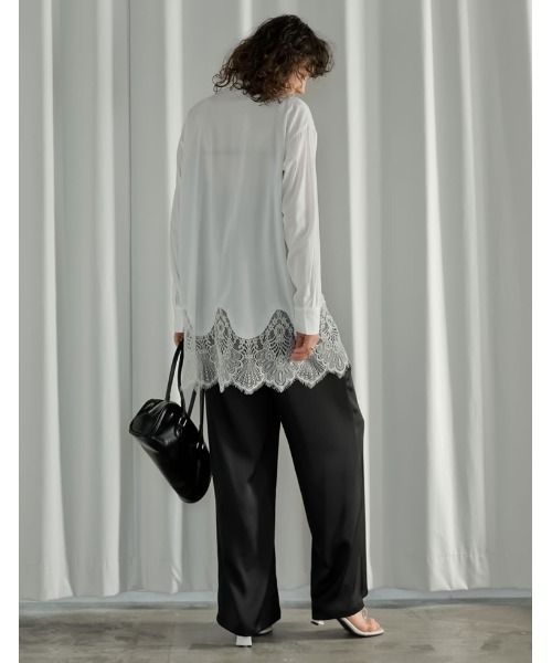 Re:EDIT（リエディ）の「[2026S/S PRE ORDER][低身長/高身長サイズ有]サテンライクウエストドロストパンツ（その他パンツ・レディース・ブラウン/アニマル/アイボリー/ブラック・LARGE/TALL/MEDIUM/SHORT）」の7枚目の写真