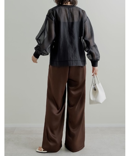 Re:EDIT（リエディ）の「[2026S/S PRE ORDER][低身長/高身長サイズ有]サテンライクウエストドロストパンツ（その他パンツ・レディース・ブラウン/アニマル/アイボリー/ブラック・LARGE/TALL/MEDIUM/SHORT）」の11枚目の写真