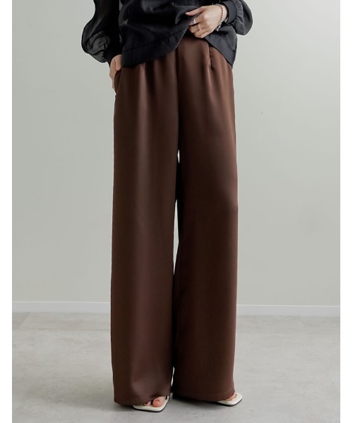 Re:EDIT（リエディ）の「[2026S/S PRE ORDER][低身長/高身長サイズ有]サテンライクウエストドロストパンツ（その他パンツ・レディース・ブラウン/アニマル/アイボリー/ブラック・LARGE/TALL/MEDIUM/SHORT）」の12枚目の写真