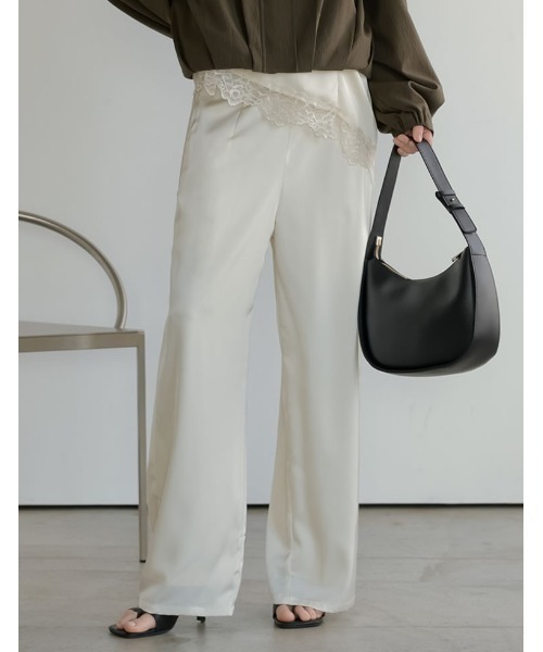 Re:EDIT（リエディ）の「[2026S/S PRE ORDER][低身長/高身長サイズ有]サテンライクウエストドロストパンツ（その他パンツ・レディース・ブラウン/アニマル/アイボリー/ブラック・LARGE/TALL/MEDIUM/SHORT）」の16枚目の写真