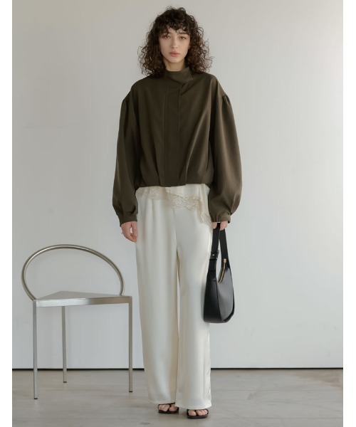 Re:EDIT（リエディ）の「[2026S/S PRE ORDER][低身長/高身長サイズ有]サテンライクウエストドロストパンツ（その他パンツ・レディース・ブラウン/アニマル/アイボリー/ブラック・LARGE/TALL/MEDIUM/SHORT）」の15枚目の写真