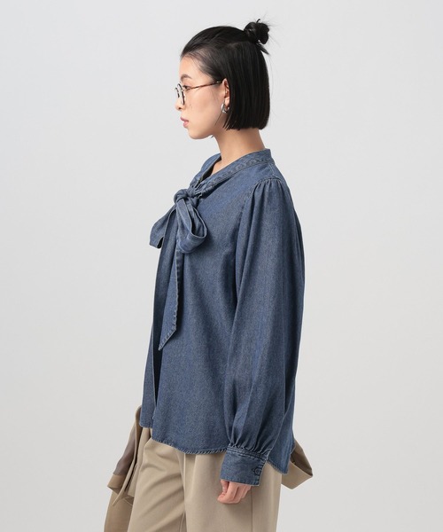 BAYFLOW（ベイフロー）の「デニムボウタイブラウス（シャツ/ブラウス・レディース・ライトブルー/インディゴブルー・FREE）」の8枚目の写真