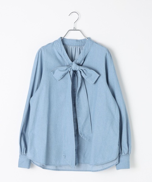 BAYFLOW（ベイフロー）の「デニムボウタイブラウス（シャツ/ブラウス・レディース・ライトブルー/インディゴブルー・FREE）」の12枚目の写真
