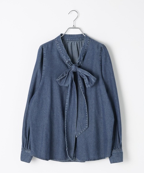 BAYFLOW（ベイフロー）の「デニムボウタイブラウス（シャツ/ブラウス・レディース・ライトブルー/インディゴブルー・FREE）」の13枚目の写真