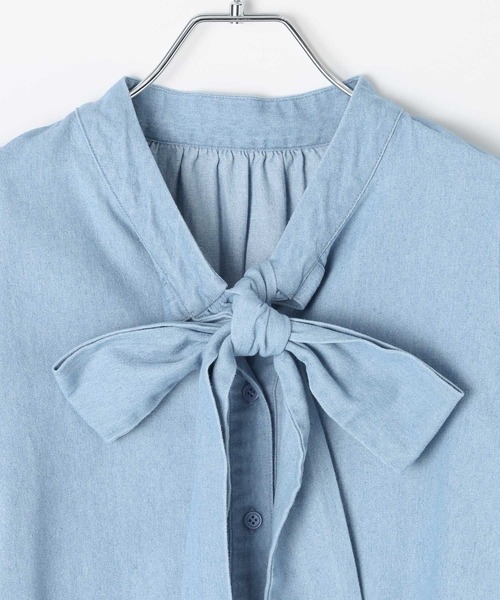 BAYFLOW（ベイフロー）の「デニムボウタイブラウス（シャツ/ブラウス・レディース・ライトブルー/インディゴブルー・FREE）」の15枚目の写真