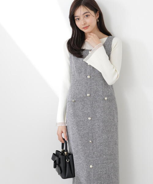 PROPORTION BODY DRESSING(プロポーションボディドレッシング)の「スプリングツイードジャンスカ / 1216140300(ジャンパースカート・レディース・ブラック/オフホワイト/ブルー・P/S/MEDIUM)」の7枚目の写真