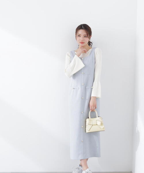 PROPORTION BODY DRESSING(プロポーションボディドレッシング)の「スプリングツイードジャンスカ / 1216140300(ジャンパースカート・レディース・ブラック/オフホワイト/ブルー・P/S/MEDIUM)」の3枚目の写真