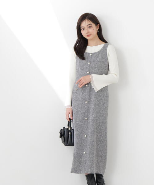 PROPORTION BODY DRESSING(プロポーションボディドレッシング)の「スプリングツイードジャンスカ / 1216140300(ジャンパースカート・レディース・ブラック/オフホワイト/ブルー・P/S/MEDIUM)」の1枚目の写真