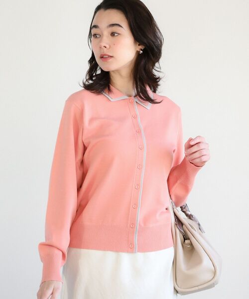 Green Parks(グリーンパークス)の「ここちニット衿付き配色プルオーバー(ニット/セーター・レディース・ピンク/ホワイト系その他2/ブルー/グレー/ブラック・FREE)」の6枚目の写真