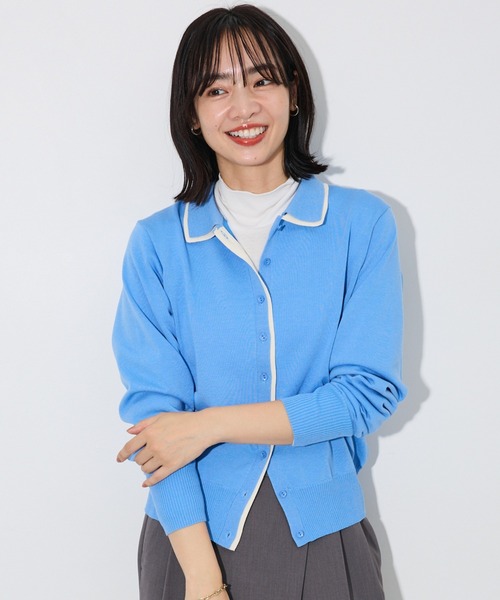 Green Parks(グリーンパークス)の「ここちニット衿付き配色プルオーバー(ニット/セーター・レディース・ピンク/ホワイト系その他2/ブルー/グレー/ブラック・FREE)」の4枚目の写真