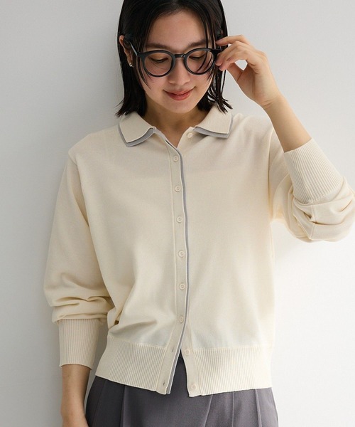 Green Parks(グリーンパークス)の「ここちニット衿付き配色プルオーバー(ニット/セーター・レディース・ピンク/ホワイト系その他2/ブルー/グレー/ブラック・FREE)」の2枚目の写真