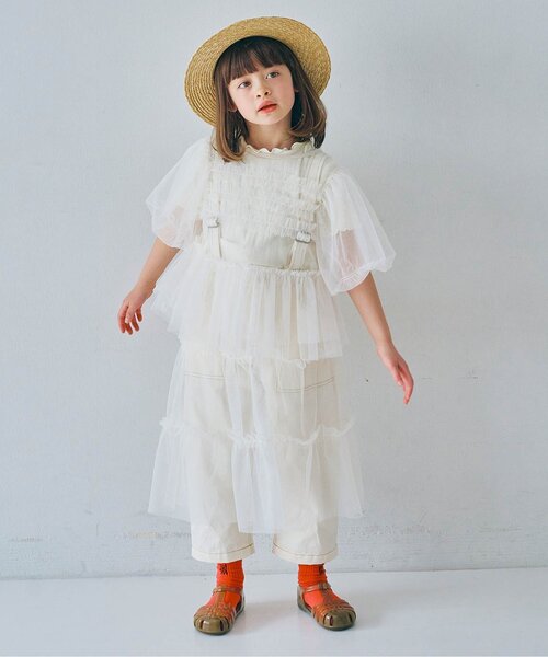 p.premier（ピードットプルミエ）の「チュールパフスリーブオーバートップス（その他トップス・キッズ・ピンク/レッド/イエロー/オフホワイト/ターコイズブルー/ブラック・80/90/100/110/120/130/140）」の9枚目の写真