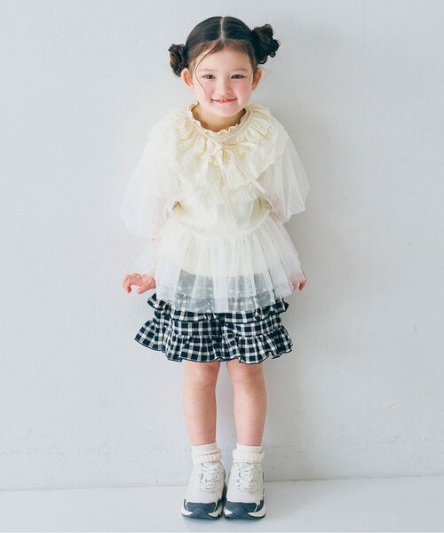 p.premier（ピードットプルミエ）の「チュールパフスリーブオーバートップス（その他トップス・キッズ・ピンク/レッド/イエロー/オフホワイト/ターコイズブルー/ブラック・80/90/100/110/120/130/140）」の11枚目の写真