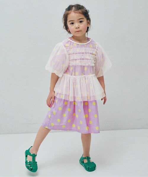 p.premier（ピードットプルミエ）の「チュールパフスリーブオーバートップス（その他トップス・キッズ・ピンク/レッド/イエロー/オフホワイト/ターコイズブルー/ブラック・80/90/100/110/120/130/140）」の12枚目の写真