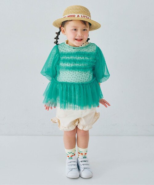 p.premier（ピードットプルミエ）の「チュールパフスリーブオーバートップス（その他トップス・キッズ・ピンク/レッド/イエロー/オフホワイト/ターコイズブルー/ブラック・80/90/100/110/120/130/140）」の18枚目の写真