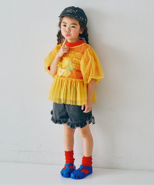 p.premier（ピードットプルミエ）の「チュールパフスリーブオーバートップス（その他トップス・キッズ・ピンク/レッド/イエロー/オフホワイト/ターコイズブルー/ブラック・80/90/100/110/120/130/140）」の19枚目の写真