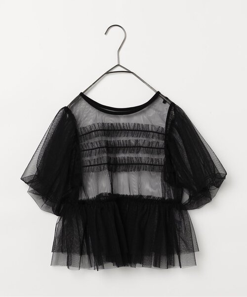 p.premier（ピードットプルミエ）の「チュールパフスリーブオーバートップス（その他トップス・キッズ・ピンク/レッド/イエロー/オフホワイト/ターコイズブルー/ブラック・80/90/100/110/120/130/140）」の21枚目の写真
