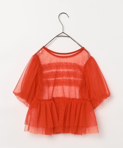p.premier（ピードットプルミエ）の「チュールパフスリーブオーバートップス（その他トップス・キッズ・ピンク/レッド/イエロー/オフホワイト/ターコイズブルー/ブラック・80/90/100/110/120/130/140）」の22枚目の写真