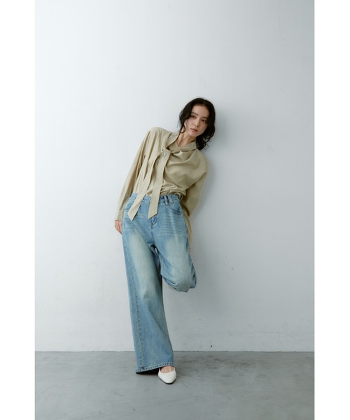 ANF.MUU（アンフムー）の「ダブルベルトループワイドデニム（デニムパンツ・レディース・ライトブルー/ベージュ・MEDIUM/SMALL）」の13枚目の写真