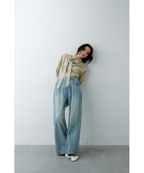 ANF.MUU（アンフムー）の「ダブルベルトループワイドデニム（デニムパンツ・レディース・ライトブルー/ベージュ・MEDIUM/SMALL）」の14枚目の写真