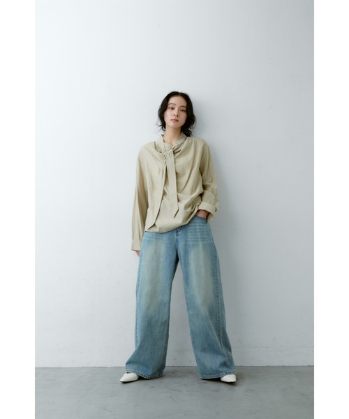 ANF.MUU（アンフムー）の「ダブルベルトループワイドデニム（デニムパンツ・レディース・ライトブルー/ベージュ・MEDIUM/SMALL）」の9枚目の写真