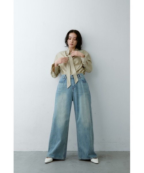 ANF.MUU（アンフムー）の「ダブルベルトループワイドデニム（デニムパンツ・レディース・ライトブルー/ベージュ・MEDIUM/SMALL）」の12枚目の写真