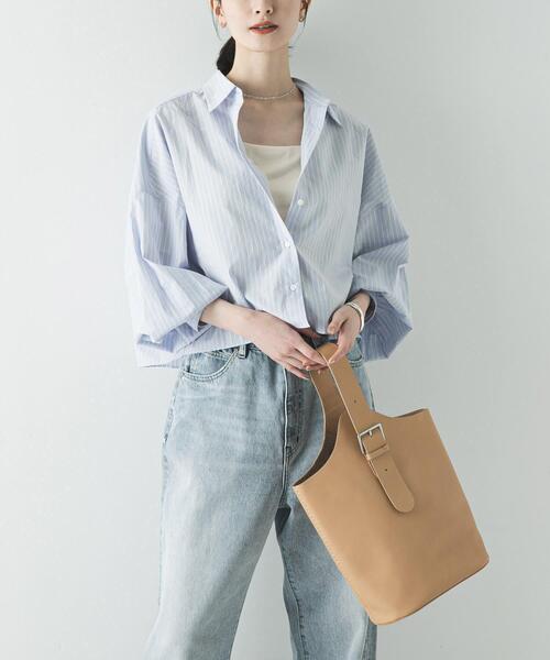 URBAN RESEARCH（アーバンリサーチ）の「スカーフ付きワイドショートシャツ（シャツ/ブラウス・レディース・ブルー系その他/ストライプ・FREE）」の2枚目の写真