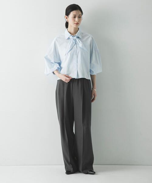 URBAN RESEARCH（アーバンリサーチ）の「スカーフ付きワイドショートシャツ（シャツ/ブラウス・レディース・ブルー系その他/ストライプ・FREE）」の6枚目の写真