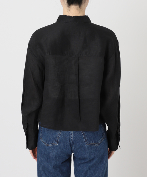 B.C STOCK(ベーセーストック)の「手洗い可 / フレンチリネンクロップ丈シャツ(シャツ/ブラウス・レディース・ホワイト/ブラウン/ブラック/ライトブルー・FREE)」の9枚目の写真