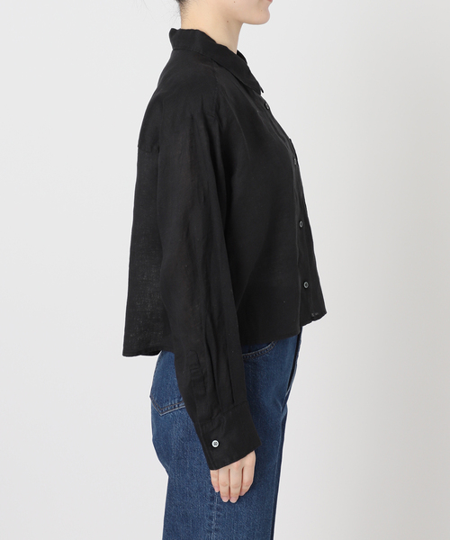 B.C STOCK(ベーセーストック)の「手洗い可 / フレンチリネンクロップ丈シャツ(シャツ/ブラウス・レディース・ホワイト/ブラウン/ブラック/ライトブルー・FREE)」の10枚目の写真